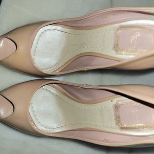 Dior Beige Patent Leather Miss Dior Peep Toe Platform Pumps